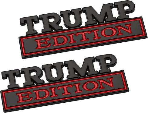 Pair Set Trump Edition Emblem 3D Badge Stickers Decal Replacement for Car Truck SUV (Silver Black) in Saudi Arabia