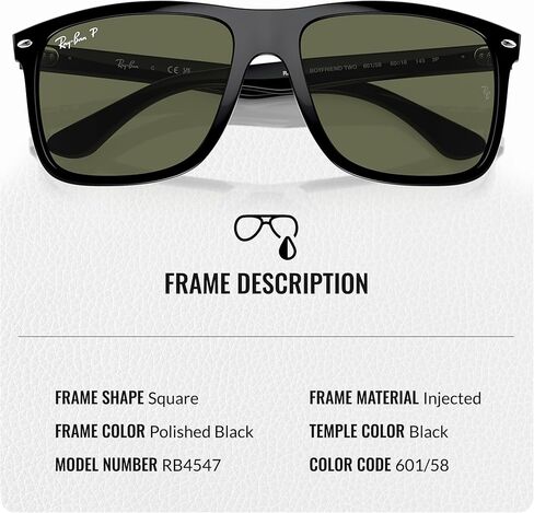 Ray-Ban RB4547 Boyfriend نظارة شمسية مربعة على شكل مربع مع حزمة طقم النظارات الرسمية in Saudi Arabia