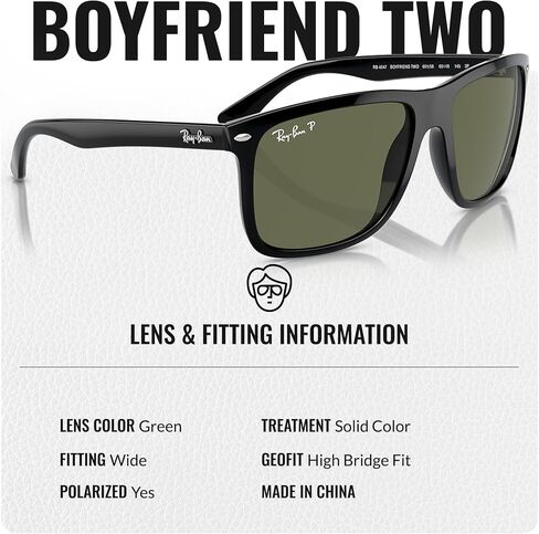 Ray-Ban RB4547 Boyfriend نظارة شمسية مربعة على شكل مربع مع حزمة طقم النظارات الرسمية in Saudi Arabia