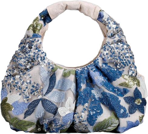 Floral Embroidery Sequin Evening Bag Women Macrame Shoulder Crossbody Purse Hobo Bags Summer Evening Clutch Purses in Saudi Arabia
