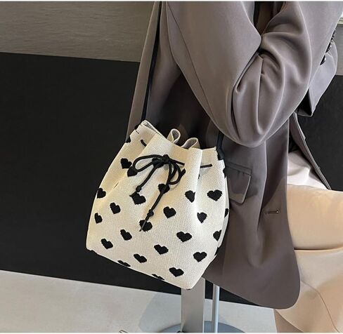 Women's Knitted Yarn Crochet Crossbody Bags Top Handle Knit Women Shoulder Handbags Versatile Korean Casual Bags in Saudi Arabia