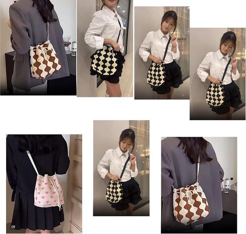 Women's Knitted Yarn Crochet Crossbody Bags Top Handle Knit Women Shoulder Handbags Versatile Korean Casual Bags in Saudi Arabia