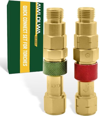 Upgraded Oxy Acetylene Quick Connects Set, Fit 9/16"-18 B Fittings, Hose to Torch Quick Connect Fittings for Oxygen and Fuel Equipment in Kuwait