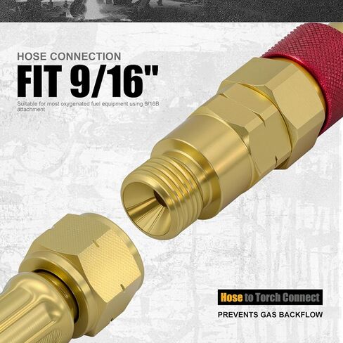 Upgraded Oxy Acetylene Quick Connects Set, Fit 9/16"-18 B Fittings, Hose to Torch Quick Connect Fittings for Oxygen and Fuel Equipment in Kuwait