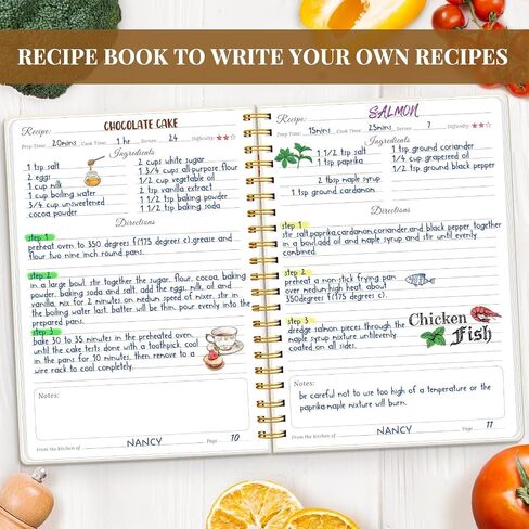 LuBudingJoy Blank Recipe Book to Write in Your Own Recipes. Sprial Hardcover Blank Cookbook, Recipe Journal Hold 150 Recipes(Black Green) in Saudi Arabia