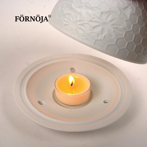 Ceramic Tealight Holder Dome - Lithophane Candle Holder with Floral Relief Design, Romantic Decor, Mood Lighting for Home Decor, Meditation & Gifts Set in Saudi Arabia