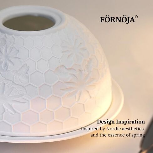 Ceramic Tealight Holder Dome - Lithophane Candle Holder with Floral Relief Design, Romantic Decor, Mood Lighting for Home Decor, Meditation & Gifts Set in Saudi Arabia