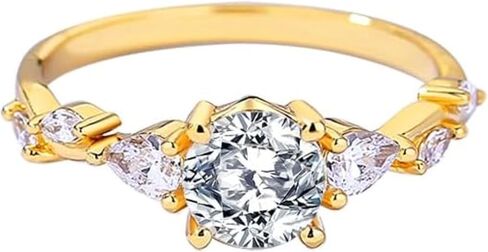 14K الذهب على خواتم الخطبة S925 للنساء | 1 قيراط خاتم الماس جولة VVS2 D-Color | 4 تصميم المخلب | هدية مثالية للعرائس in Kuwait