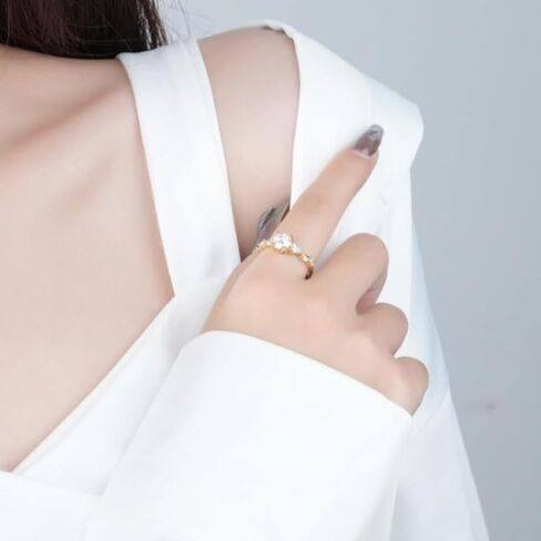 14K الذهب على خواتم الخطبة S925 للنساء | 1 قيراط خاتم الماس جولة VVS2 D-Color | 4 تصميم المخلب | هدية مثالية للعرائس in Kuwait