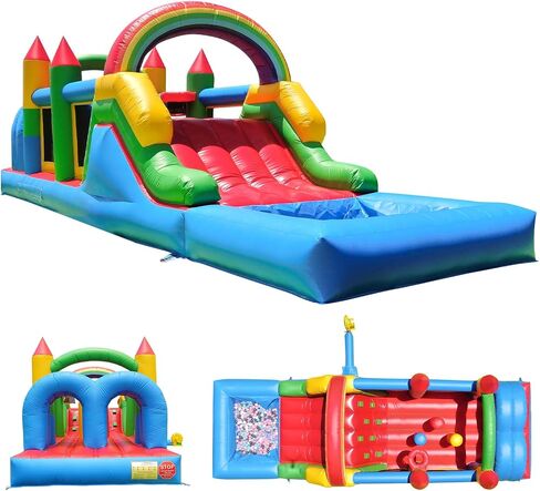 24FT(L) Inflatable Bounce House for Big Kids,100% PVC Commercial Grade Obstacle Course Bounce House for Big Kids 8-12 with Dual Racing Slides, Tunnels, Climbing,Obstacles Great for Party-1100w Blower in Saudi Arabia