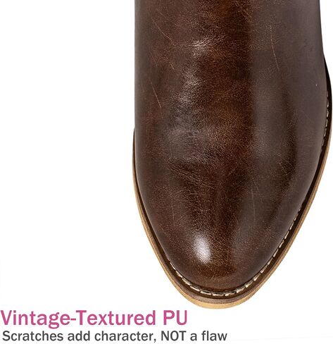 SheSole Extra Wide Calf Boots for Women - Cowboy Boots with Side Zipper & Buckle Strap Design | Chunky Heel & Almond Toe for Style - Walk Confidently in Comfort in Saudi Arabia