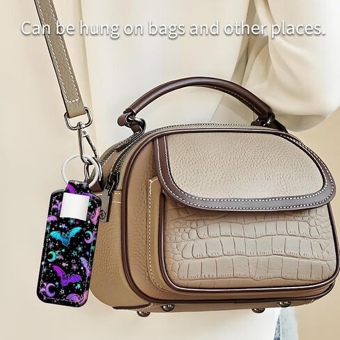 سلسلة مفاتيح Holder Holder Leather ، بلسم الشفاه للجنسين وأحمر أحمر الشفاه للاستخدام اليومي (الخفافيش الأرجواني) in Kuwait