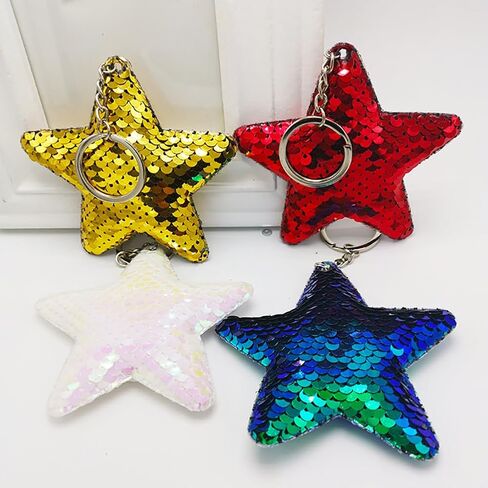 15 Pcs Star Charm Keychains Glitter Sequin Key Chains Sparkle Shiny Keychains Small Bling Keyrings Decorative Cute Keyrings Handbag Hanging Keychains in Saudi Arabia