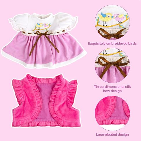 Aori Reborn Baby Doll Clothes - Outfit Accessories for 20-24 inch Realistic Newborn Toy Dolls 5 Piece Set for Reborn Doll in Kuwait