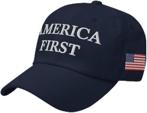 America First Hat - USA Flag Embroidery Left Side - Proud American USA First Embroidered Adjustable Baseball Cap Dad Hat in Saudi Arabia
