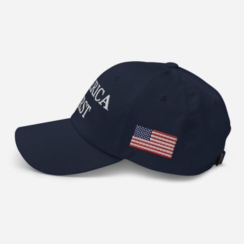 America First Hat - USA Flag Embroidery Left Side - Proud American USA First Embroidered Adjustable Baseball Cap Dad Hat in Saudi Arabia