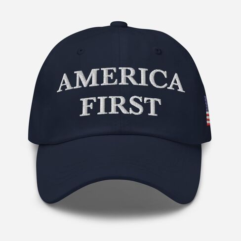 America First Hat - USA Flag Embroidery Left Side - Proud American USA First Embroidered Adjustable Baseball Cap Dad Hat in Saudi Arabia