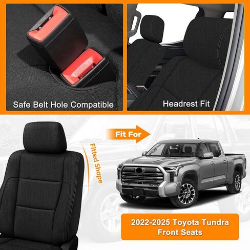 يتوافق أغطية المقعد الأمامي مع 2022-2025 Toyota Tundra ، واقي مقعد من نسيج الكتان الكاتيوني الثقيل in Saudi Arabia