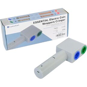 ESSENTIAL Electric Coin Wrappers Crimper, Color Coded Coin Wrapper Crimping Tool, Includes 16 Assorted Preformed Coin Roll Wrappers