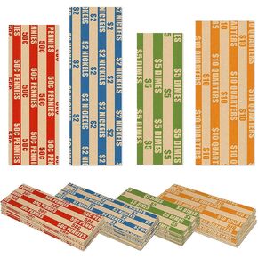 Nadex 1000 Flat Standard Striped Coin Roll Wrappers for U.S. Coins - 250 Each of Penny, Nickel, Dime and Quarter Wrappers Separated and Color Coded to ABA Standards in Saudi Arabia