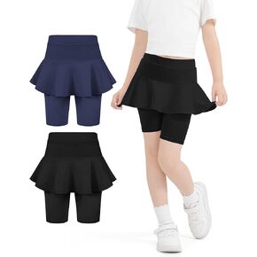 Knee-Length Leggings with Skirt for Girls Athlecic Ruffle Skirt Pants for Kids 4-11 Years