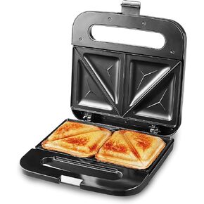 Elite Gourmet ESM2207SS# Stainless Steel Sandwich Panini Maker Grilled Cheese Machine Tuna Melt Omelets Non-stick Cooking Surface, 2 Slice, 750 Watts, Stainless Steel