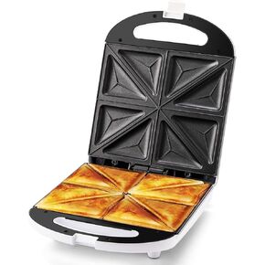 صانعة شطائر الإفطار، ماكينة ضغط الساندويتشات 4 شرائح مع ألواح غير لاصقة، صانعة الجبن المشوي، أضواء مؤشر، مقبض رائع الملمس، سهلة التنظيف والتخزين، بيضاء in Kuwait