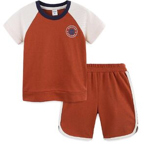 Bumeex Toddler Boys Sporty French Terry Short Sleeve Top and Short Set 2-8Y