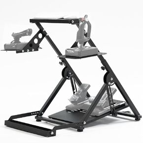 قمرة القيادة لمحاكاة الطيران قابلة للطي 3.0 مع فتحة ثابتة تناسب Logitech، Thrustmaster HOTAS Warthog، Fanatec، إلكترونيات قابلة للتعديل، دواسات تثبيت على شريحة Sim، عجلة القيادة غير متضمنة
