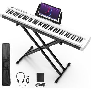 Digital Piano 88 Key Full Size Semi Weighted Electronic Keyboard Piano Set with Stand,Built-In Speakers,Electric Piano Keyboard with Sustain Pedal,Bluetooth,MIDI/USB/MP3 for Beginners Adults in Kuwait