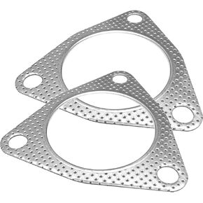 LLII 2PCS Exhaust Gasket 3 Bolt Metal Exhaust Pipe Seal Gasket for Multifunctional Manifold/Header/Muffler/Catalytic Converter/Exhaust Turbo,3 Holes High Temp Exhaust Flange Gasket(3In)