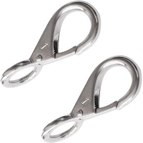 2/4Pcs Heavy Duty Stainless Steel 316 Spring Snap Hook Fixed Eye Clip Carabiner Marine Clip Dock Hardware Accessories