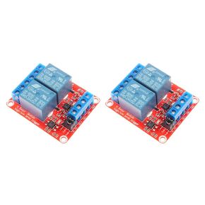 2 Channel Relay Module with Isolated Optocoupler 5V 12V 24V High Low Level Trigger Module Triggered (Pack of 2) (5V, Red)