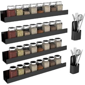 BATHHOLD 2 Pack Magnetic Spice Rack for Refrigerator, Acrylic Strong Magnetic Shelf, Moveable Fridge Organizer and Storage, Seasoning Rack for Kitchen-White
