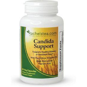 Candida Support, Intestinal Flora, with PAU D'Arco, Oregano Oil, Black Walnut, and Caprylic Acid, 90 Veg Capsules, A Dietary Vegetarian/Vegan Supplement