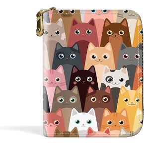 COYEUX Credit Card Wallet, Zipper Credit Card Holder For Mens And Womens, Compact Size RFID Blocking For Travelling (Cute Cats)