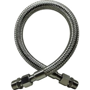 Industrial Grade Compressor Jumper Hose, 1/2" NPT Male x 20" Length, 750°F，450 PSI，Both Sides Fittings Rotate Freely，Flexible Whole body Stainless Steel Metal Hose