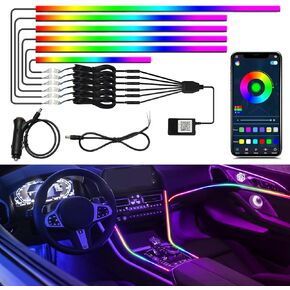 WEBUPAR Dreamcolor Interior Car Lights, Car Accessories 6 in 1 Car LED Strip Lights with APP Control and 213 Color Modes, Car Accessories Car Decorative Lights, Neon Car Ambient Lighting Kits
