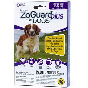 Plus Flea and Tick Prevention for Dogs, Medium 23-44 lbs, 3 Months, 3 Doses
