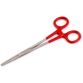 OdontoMed2011® Stainless Steel Hemostat Straight With Plastic Grips, 6" Length Dip Red Handle Hemostat Forceps, Fishing Plier, Fishing Tackle, fishing tools