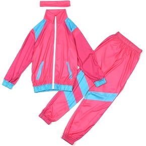 Kids Girls Classic Sports Sweatshirt Zipper Up Tracksuits Outfit Set Two Piece Set with Headband