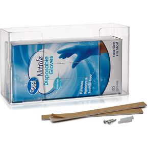 1InTheOffice Glove Dispenser Wall Mount, Acrylic Wall Floating Glove Rack, Clear, (1 Box Capacity)