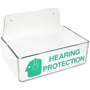 Brady 2019 3" Height, 9" Width, 6" Depth With 6" Height, Backplate, Acrylic, Green On Clear Color Compact Ear Plug Dispenser Without Cover, Legend "Hearing Protection (With Picto)"