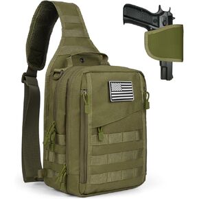 HAOMUK Tactical Sling Bag Backpack for Men with Pistol Holster Military Shoulder Crossbody Bag for Concealed Carry - Black