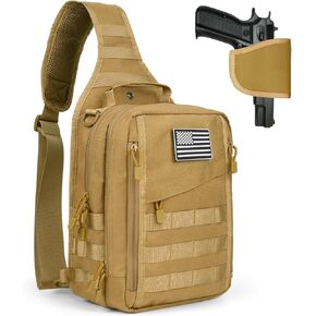 HAOMUK Tactical Sling Bag Backpack for Men with Pistol Holster Military Shoulder Crossbody Bag for Concealed Carry - Black