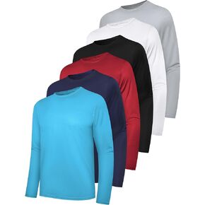 OYGSieg 6 Pack Long Sleeve Shirts for Men Moisture Wicking UPF SPF Sun Protection Tee Shirts Workout T Shirts Casual