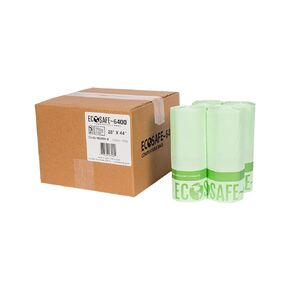 EcoSafe-6400 HB2844-8 Certified Compostable Bag - 28x44" Green Bags for 35 Gallon Bin - Extra Strong Leak, Puncture and Tear Resistant Food Scraps Bin Liners, Pack of 135