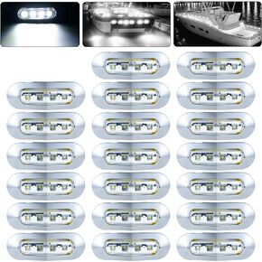 20 حزمة 3.7 بوصة 4 مصابيح LED للقوارب البحرية الداخلية، DC12-24V مقاومة للماء مصباح مجاملة سطح السفينة Transom Stern Cabin إضاءة ملاحة لصيد الأسماك عائم يخت كاياك شراعي - أبيض in Kuwait