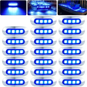 20Pack 3.7 Inch 4 LED Marine Boat Interior Lights, DC12-24V Waterproof Courtesy Lamp Deck Transom Stern Cabin Navigation Lighting for Fishing Pontoon Yacht Kayak Sailboat - White
