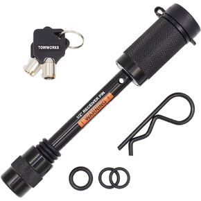 79660 Keyed Alike 1/2" Trailer Hitch Lock with 3-1/4" Span, Double Safety Tow Hitch Receiver Locking Pin for Class I II Hitches and Bike Racks